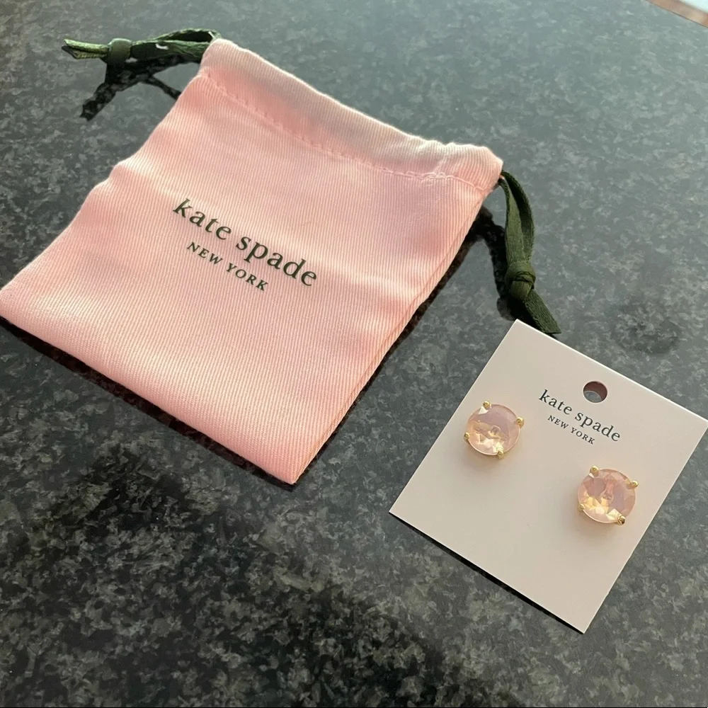 Kate Spade Pink Opal Studs Pierced Earrings Oversized Minimalist Jewelry NWT